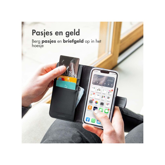 Accezz wallet softcase bookcase iphone 13 mini - zwart Accezz wallet softcase bookcase iphone 13 mini - zwart
