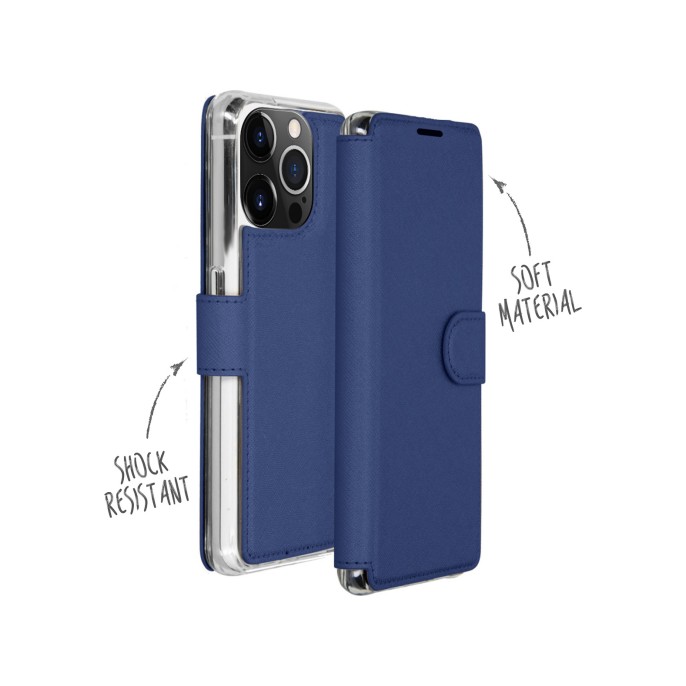 Accezz xtreme wallet bookcase iphone 13 pro - donkerblauw Accezz xtreme wallet bookcase iphone 13 pro - donkerblauw