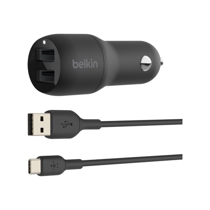 Belkin boost↑charge™ dual usb car charger + usb-c kabel - 24w Belkin boost↑charge™ dual usb car charger + usb-c kabel - 24w