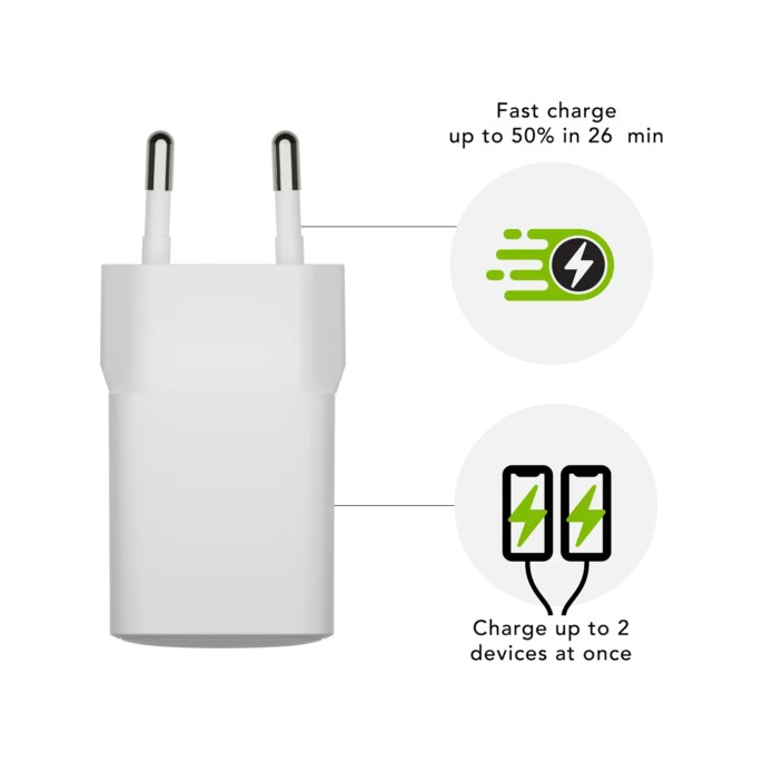 Dbramante1928 re-charge | wall charger - usb-c 25 watt + usb-a 18 watt - wit Dbramante1928 re-charge | wall charger - usb-c 25 watt + usb-a 18 watt - wit