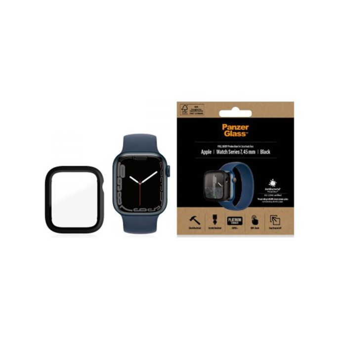 Panzerglass full body case apple watch series 7 / 8 / 9 (45 mm) - zwart Panzerglass full body case apple watch series 7 / 8 / 9 (45 mm) - zwart