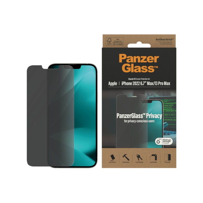 Panzerglass privacy anti-bacterial screenprotector apple iphone 14 plus / 13 pro max Panzerglass privacy anti-bacterial screenprotector apple iphone 14 plus / 13 pro max