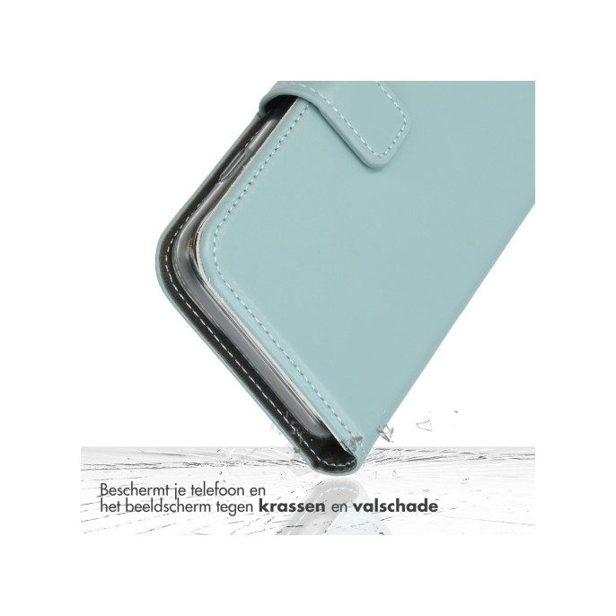 Selencia echt lederen bookcase iphone 16 - air blue Selencia echt lederen bookcase iphone 16 - air blue