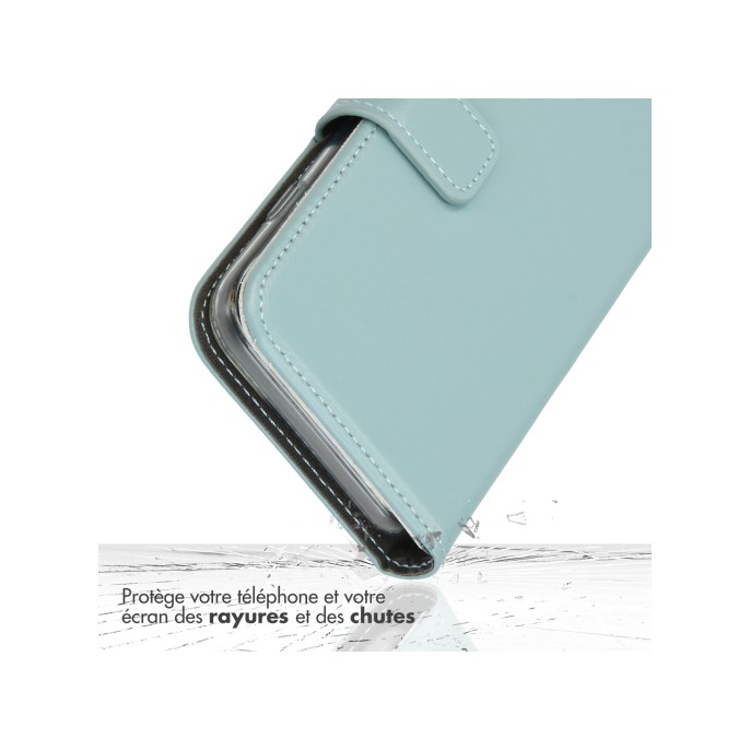 Selencia echt lederen bookcase iphone 16 - air blue Selencia echt lederen bookcase iphone 16 - air blue
