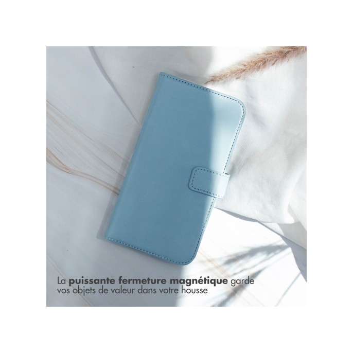 Selencia echt lederen bookcase iphone 16 - air blue Selencia echt lederen bookcase iphone 16 - air blue