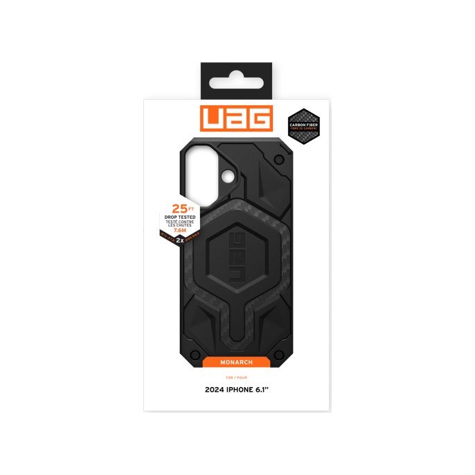 Uag monarch backcover apple iphone 16 - carbon fiber Uag monarch backcover apple iphone 16 - carbon fiber