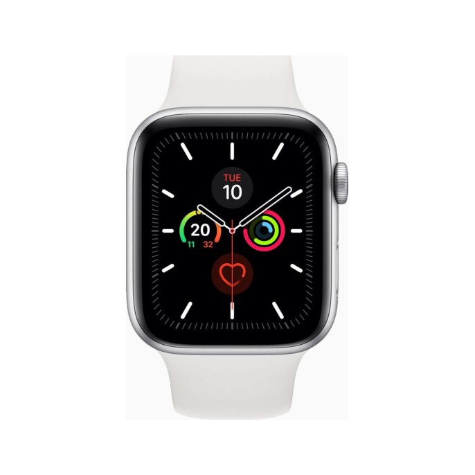 Apple Watch Series 5 44mm Aluminum Silver Wifi White Sport Band - A-grade Apple Watch Series 5 44mm Aluminum Silver Wifi White Sport Band - A-grade