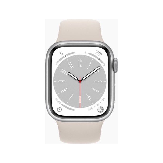 Apple Watch Series 8 45mm Aluminum Silver Wifi White Sport Band - A-grade Apple Watch Series 8 45mm Aluminum Silver Wifi White Sport Band - A-grade