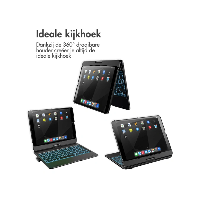 Accezz 360 Slim Keyboard Bookcase QWERTY Apple iPad 9 (2021) 10.2 inch / iPad 8 (2020) 10.2 inch / iPad 7 (2019) 10.2 inch - QWERTY / NL - Zwart