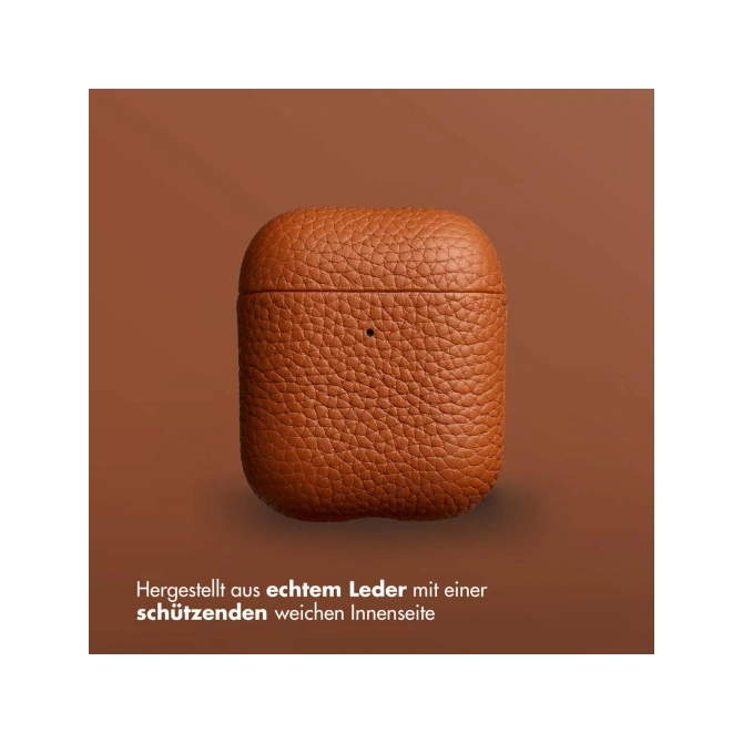Accezz Echt Leren Case Apple Airpods 1 / 2 - Cognac Accezz Echt Leren Case Apple Airpods 1 / 2 - Cognac