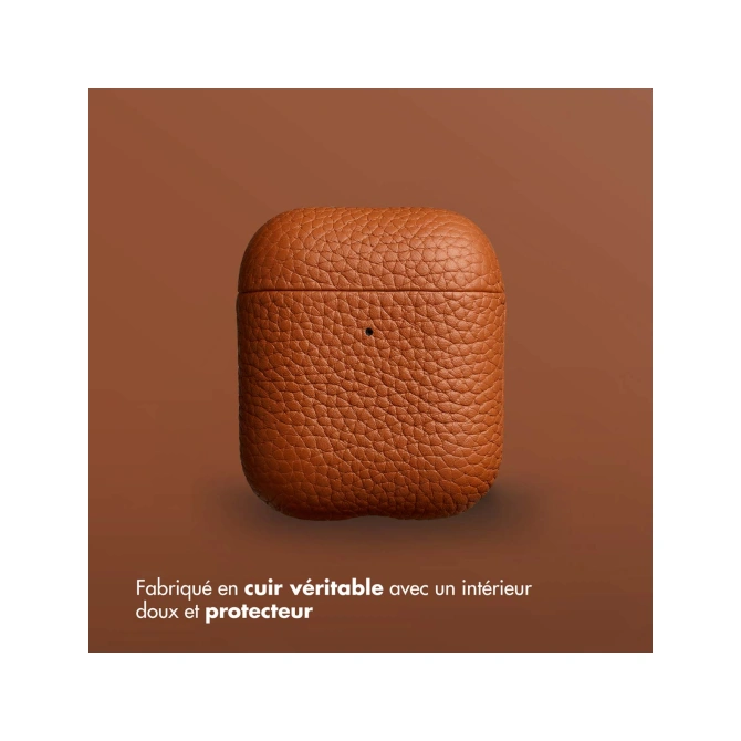 Accezz Echt Leren Case Apple Airpods 1 / 2 - Cognac Accezz Echt Leren Case Apple Airpods 1 / 2 - Cognac