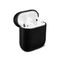 Accezz Echt Leren Case  Apple Airpods 1 / 2 - Zwart