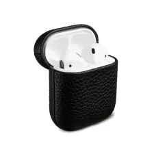Accezz Echt Leren Case  Apple Airpods 1 / 2 - Zwart