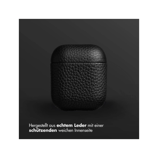 Accezz Echt Leren Case  Apple Airpods 1 / 2 - Zwart