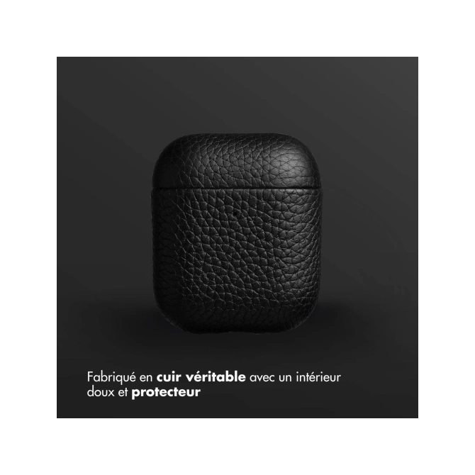 Accezz Echt Leren Case  Apple Airpods 1 / 2 - Zwart