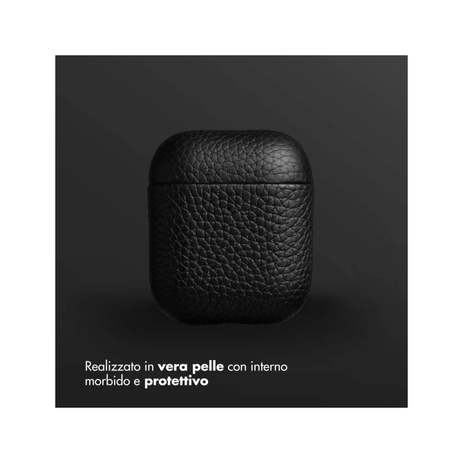 Accezz Echt Leren Case  Apple Airpods 1 / 2 - Zwart