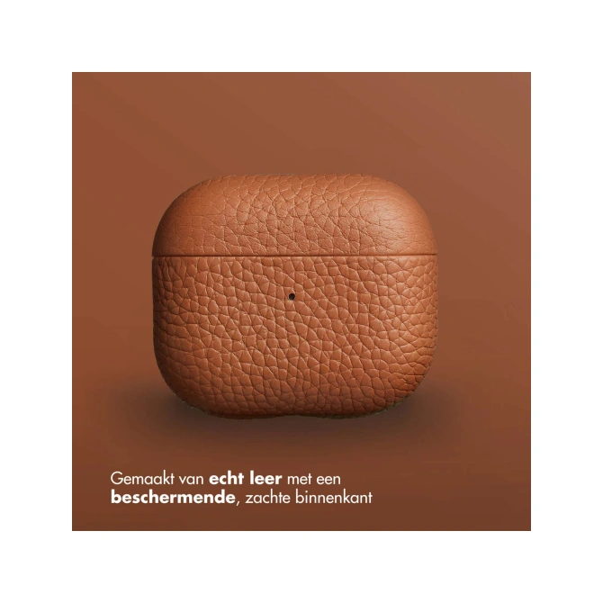 Accezz Echt Leren Case  Apple Airpods 3 - Cognac
