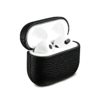 Accezz Echt Leren Case  Apple Airpods 3 - Zwart