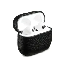 Accezz Echt Leren Case  Apple Airpods 3 - Zwart
