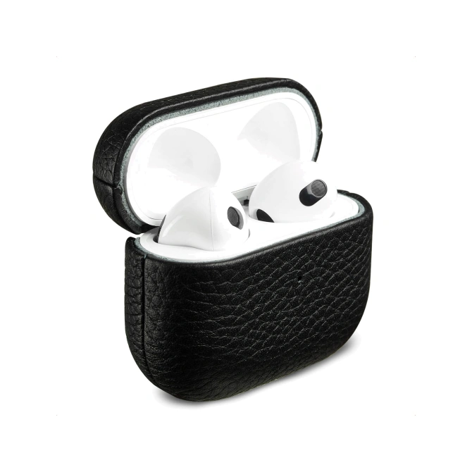 Accezz Echt Leren Case  Apple Airpods 3 - Zwart