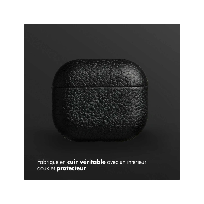 Accezz Echt Leren Case  Apple Airpods 3 - Zwart