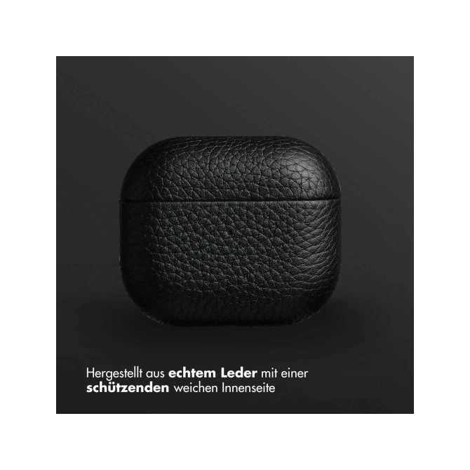 Accezz Echt Leren Case  Apple Airpods 3 - Zwart