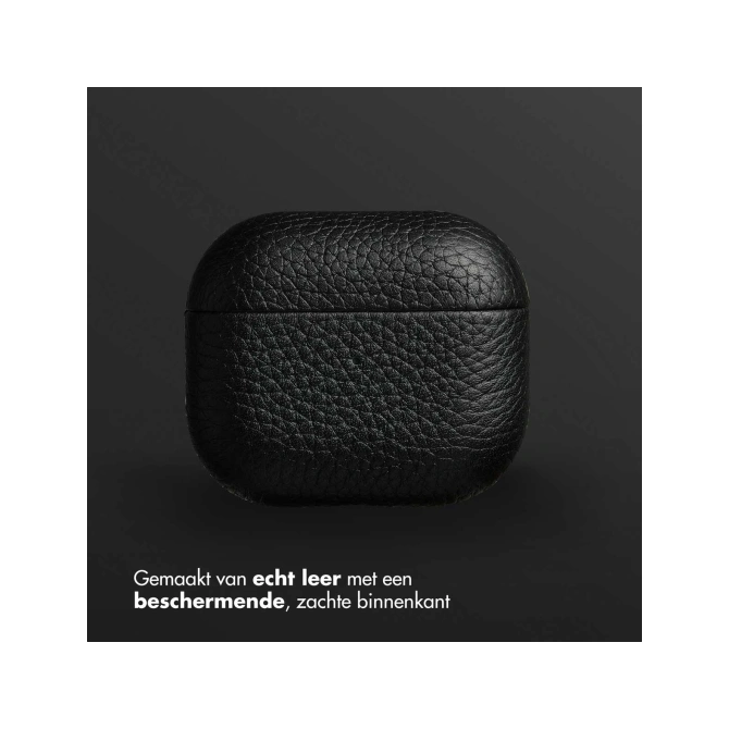 Accezz Echt Leren Case  Apple Airpods 3 - Zwart