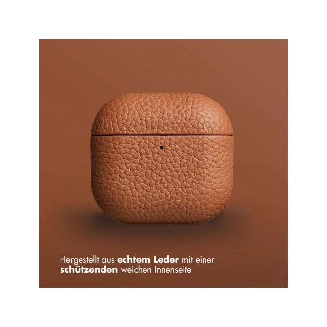 Accezz Echt Leren Case  Apple Airpods 4 - Cognac