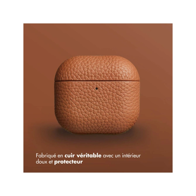 Accezz Echt Leren Case  Apple Airpods 4 - Cognac