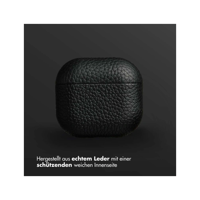 Accezz Echt Leren Case  Apple Airpods 4 - Zwart