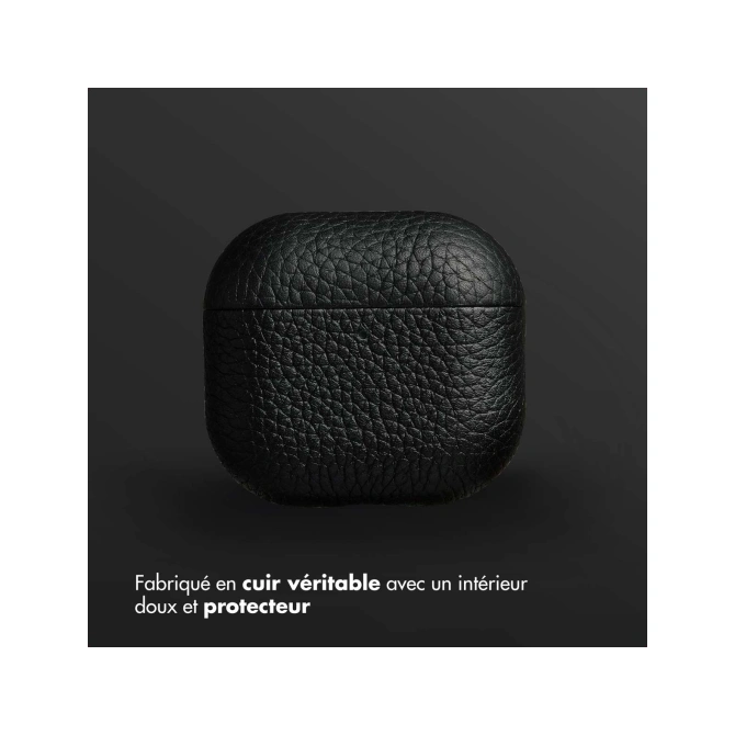Accezz Echt Leren Case  Apple Airpods 4 - Zwart
