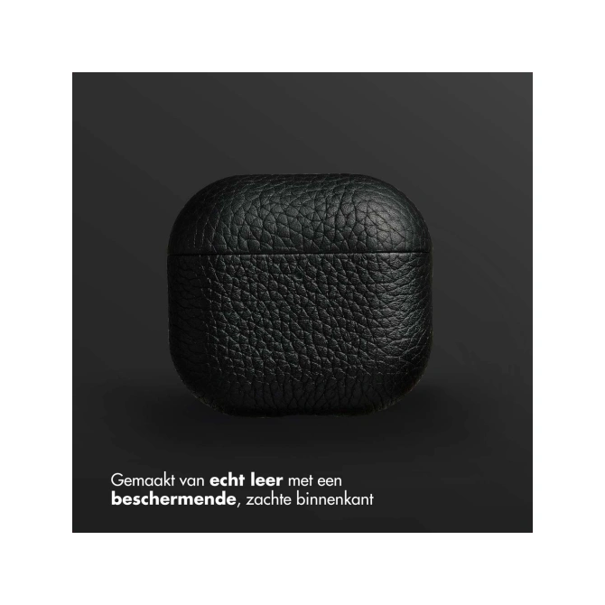 Accezz Echt Leren Case  Apple Airpods 4 - Zwart