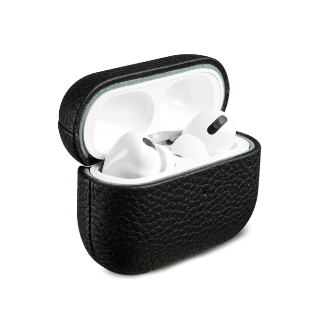 Accezz Echt Leren Case  Apple AirPods Pro 2 - Zwart
