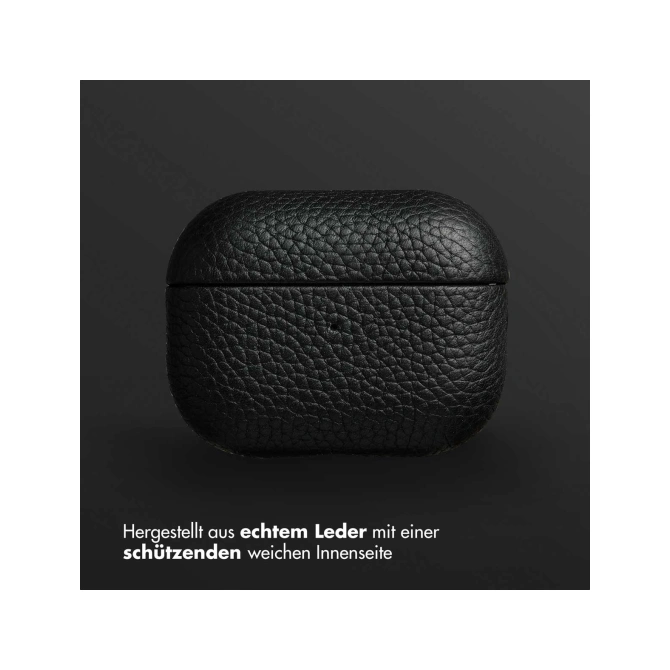 Accezz Echt Leren Case  Apple AirPods Pro 2 - Zwart