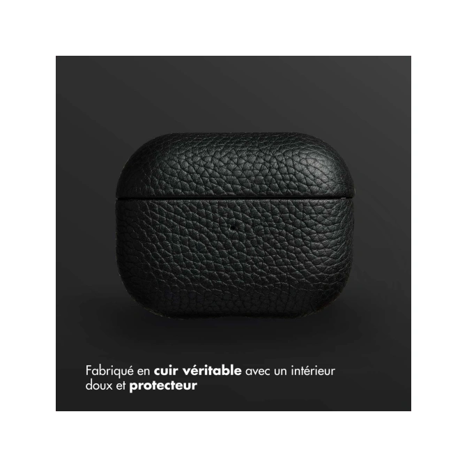 Accezz Echt Leren Case  Apple AirPods Pro 2 - Zwart