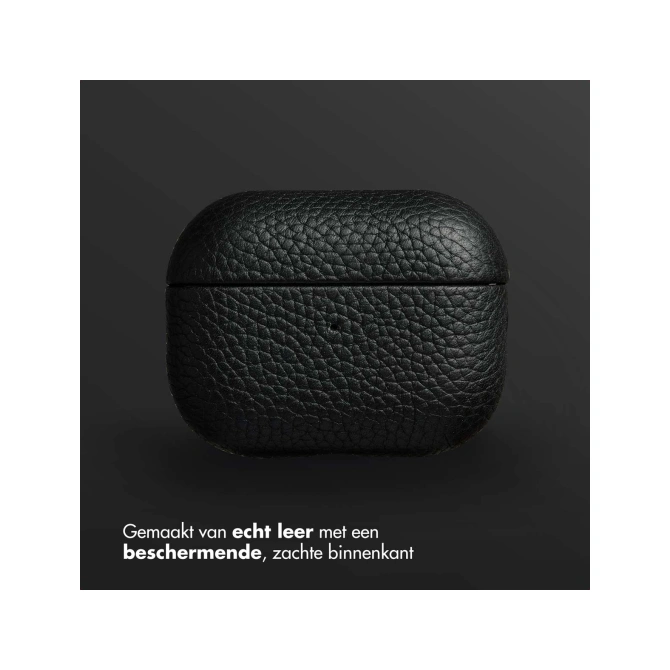 Accezz Echt Leren Case  Apple AirPods Pro 2 - Zwart