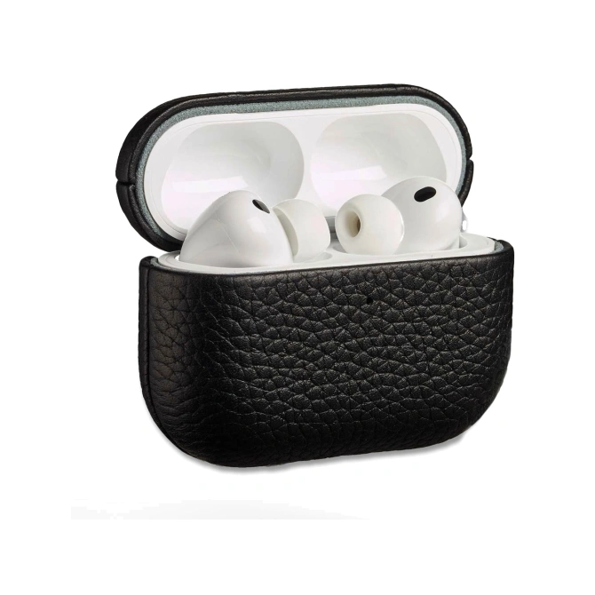 Accezz Echt Leren Case  Apple Airpods Pro 3 - Zwart