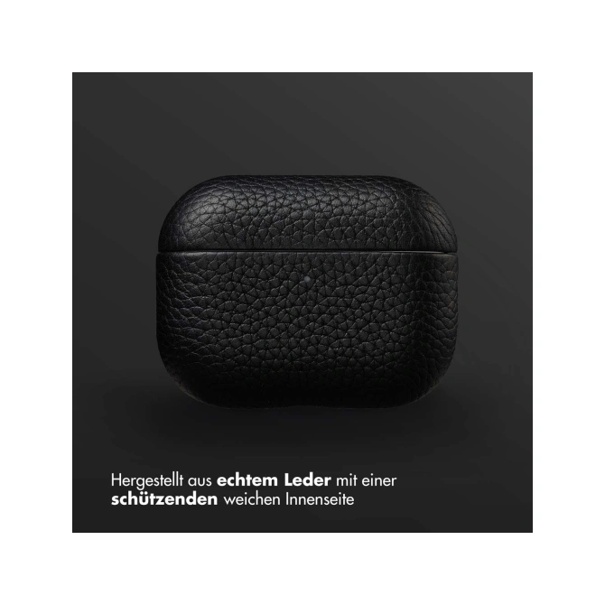 Accezz Echt Leren Case  Apple Airpods Pro 3 - Zwart
