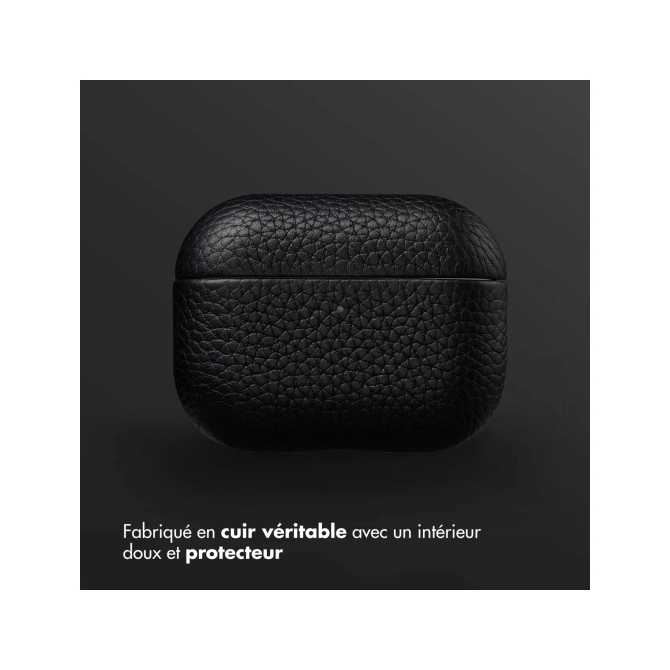 Accezz Echt Leren Case  Apple Airpods Pro 3 - Zwart