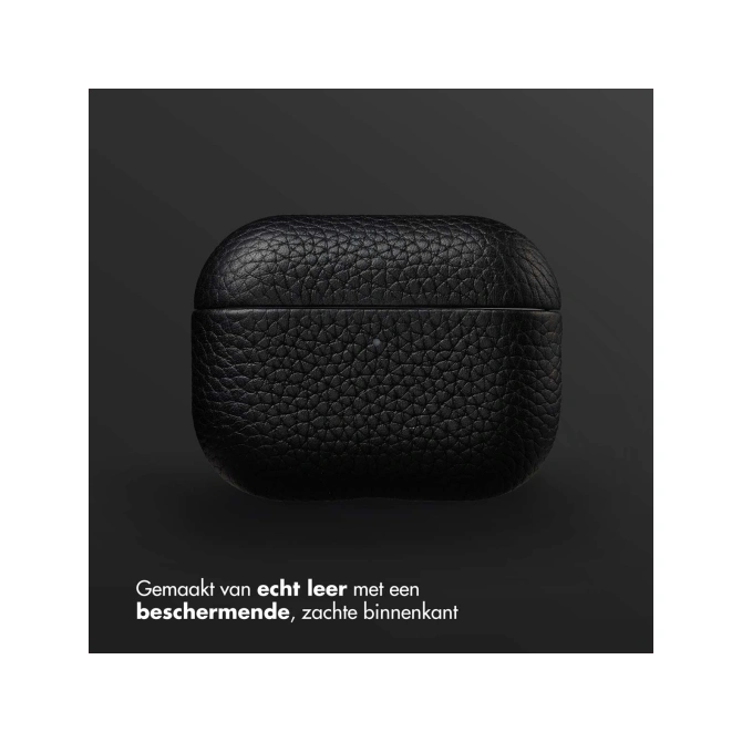 Accezz Echt Leren Case  Apple Airpods Pro 3 - Zwart