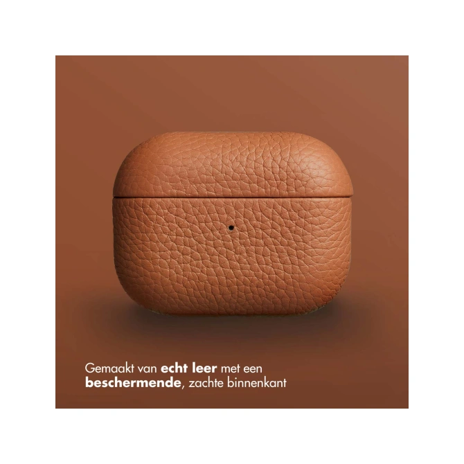 Accezz Echt Leren Case  Apple Airpods Pro - Cognac