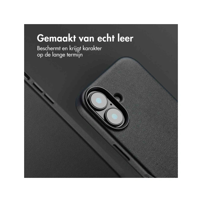 Accezz Echt leren hoesje + MagSafe Wallet Apple iPhone 16 - Onyx Black