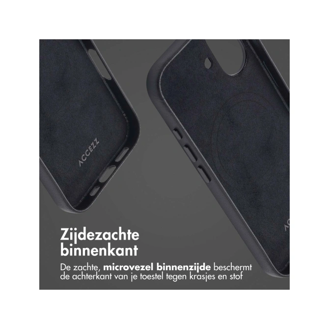 Accezz Echt leren hoesje + MagSafe Wallet Apple iPhone 16 - Onyx Black