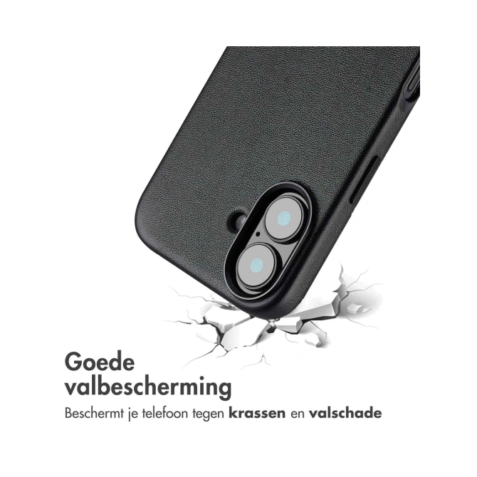 Accezz Echt leren hoesje + MagSafe Wallet Apple iPhone 16 - Onyx Black
