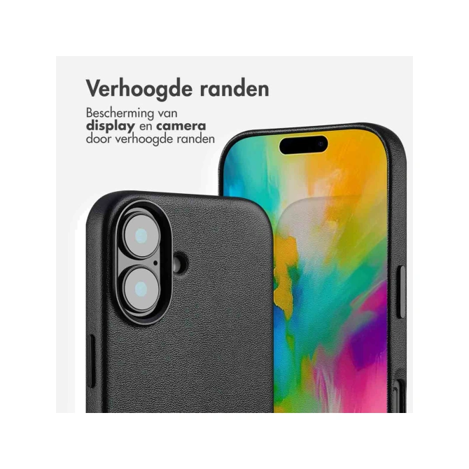 Accezz Echt leren hoesje + MagSafe Wallet Apple iPhone 16 - Onyx Black