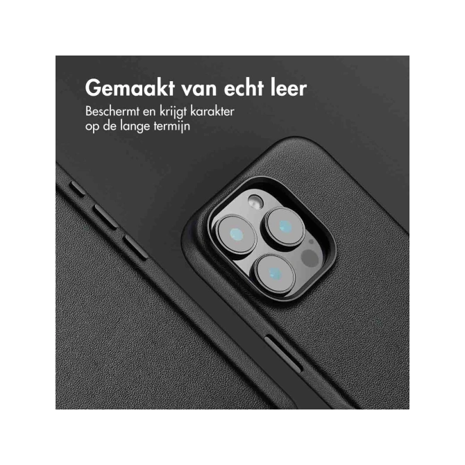 Accezz Echt leren hoesje + MagSafe Wallet Apple iPhone 16 Pro - Onyx Black