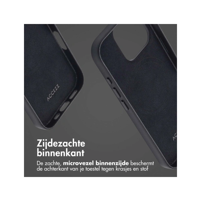 Accezz Echt leren hoesje + MagSafe Wallet Apple iPhone 16 Pro - Onyx Black