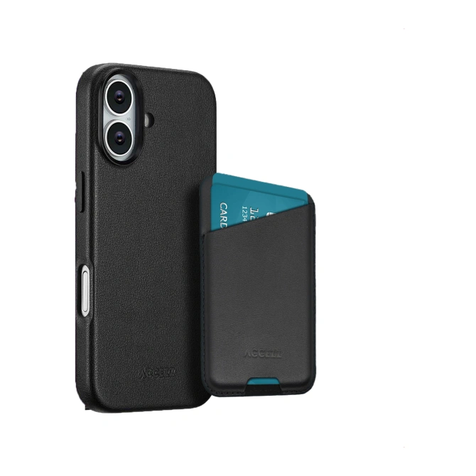 Accezz Echt leren hoesje + MagSafe Wallet Apple iPhone 17 - Onyx Black