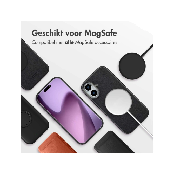 Accezz Echt leren hoesje + MagSafe Wallet Apple iPhone 17 - Onyx Black