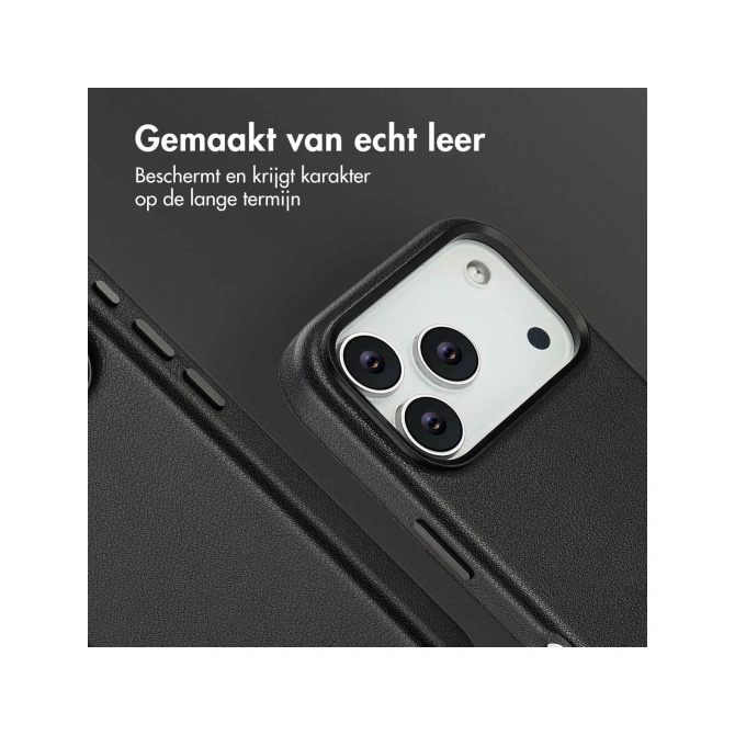 Accezz Echt leren hoesje + MagSafe Wallet Apple iPhone 17 Pro Max - Onyx Black